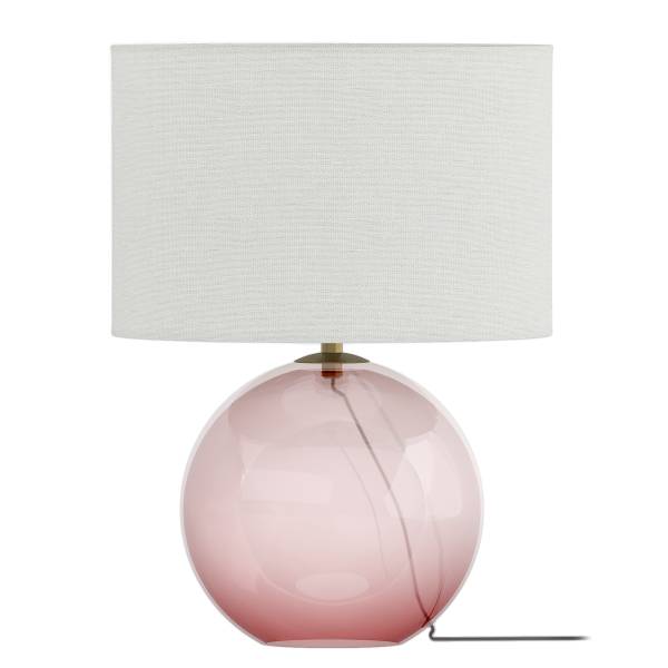 Tischleuchte LUMENZA Leinen / Farbglas - Weiß / Pink