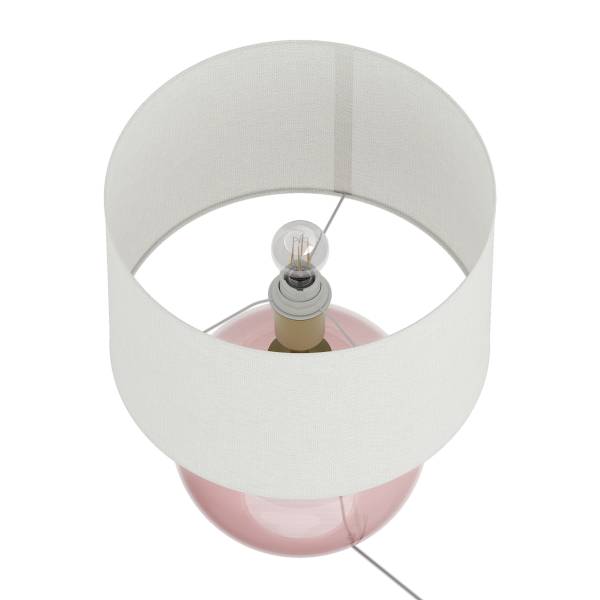 Tischleuchte LUMENZA Leinen / Farbglas - Weiß / Pink