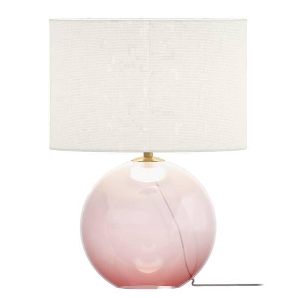Tischleuchte LUMENZA Leinen / Farbglas - Weiß / Pink