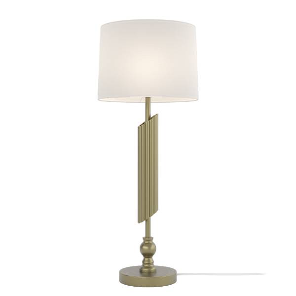 Tischleuchte LUZIA Leinen / Eisen - Weiß / Gold