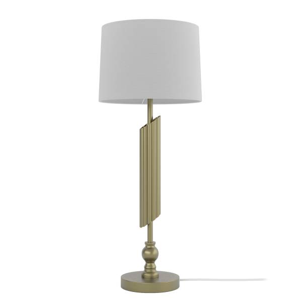 Tischleuchte LUZIA Leinen / Eisen - Weiß / Gold