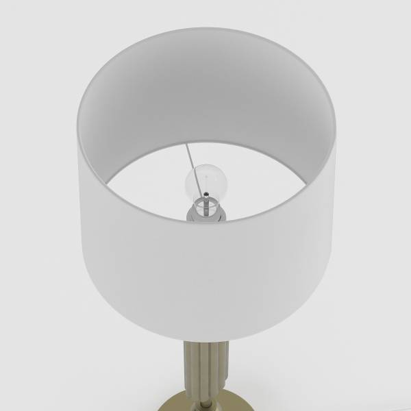 Tischleuchte LUZIA Leinen / Eisen - Weiß / Gold