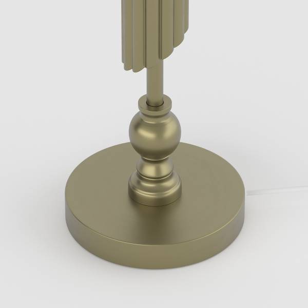 Tischleuchte LUZIA Leinen / Eisen - Weiß / Gold