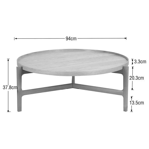 Couchtisch Klawock Echtholzfurnier - Eiche - Durchmesser: 94 cm