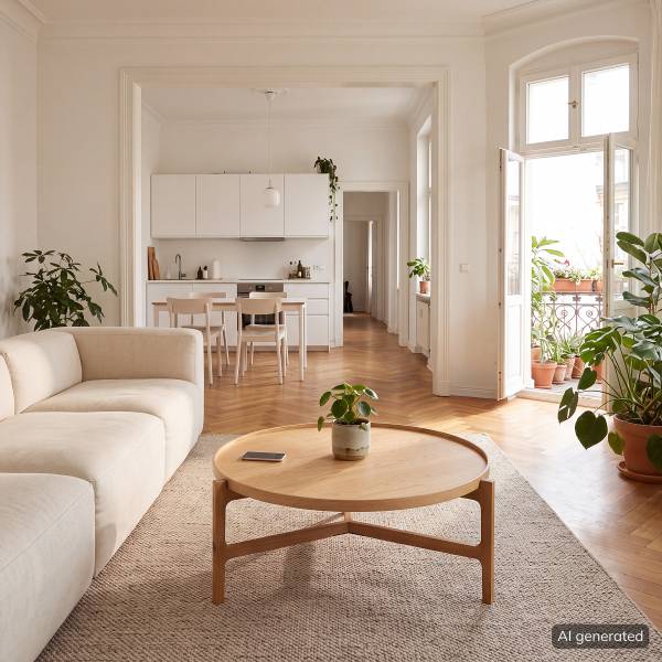 Couchtisch Klawock Echtholzfurnier - Eiche - Durchmesser: 94 cm