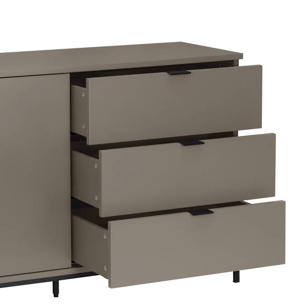 Sideboard HARMA 240 cm Taupe / Schwarz - Taupe