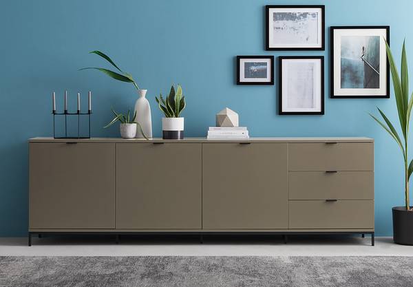 Sideboard HARMA 240 cm Taupe / Schwarz - Taupe