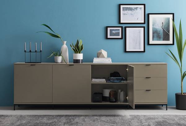 Sideboard HARMA 240 cm Taupe / Schwarz - Taupe