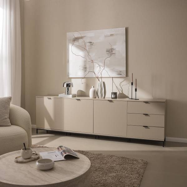 Sideboard HARMA 240 cm Taupe / Schwarz - Taupe