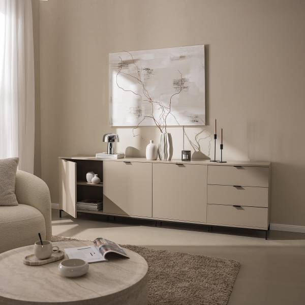 Sideboard HARMA 240 cm Taupe / Schwarz - Taupe