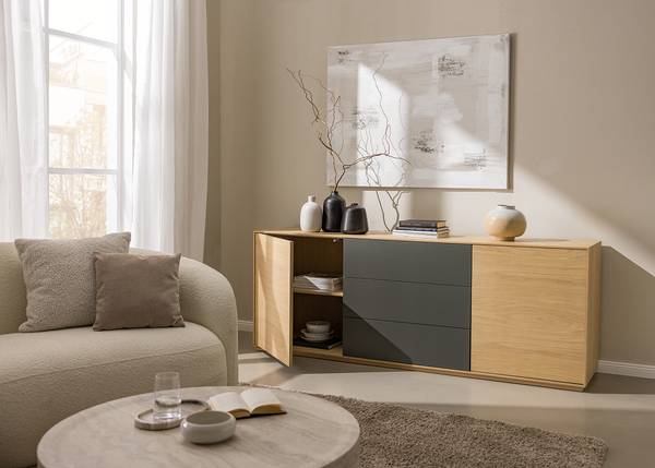 Sideboard Dokaba Eiche / Dunkelgrau