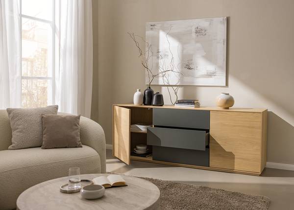 Sideboard Dokaba Eiche / Dunkelgrau