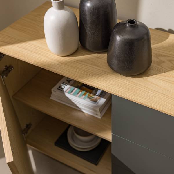 Sideboard Dokaba Eiche / Dunkelgrau
