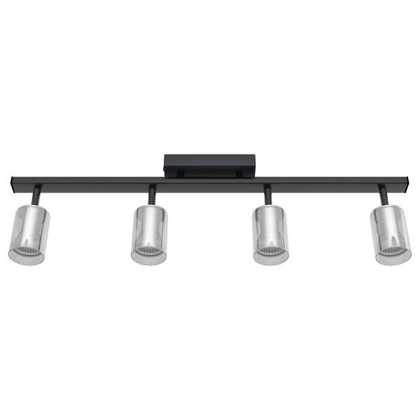 Plafondlamp RAPA rookglas/ijzer - 4-lichts