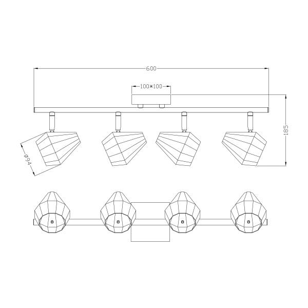 Lampada da soffitto ILKA Ferro - 4 punto luce - Argento