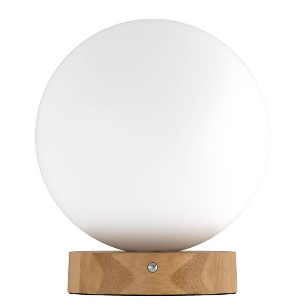 Lampada ricaricabile DENKI Vetro opale / Legno di pino massello - Bianco / Pino chiaro