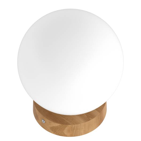 Lampada ricaricabile DENKI Vetro opale / Legno di pino massello - Bianco / Pino chiaro