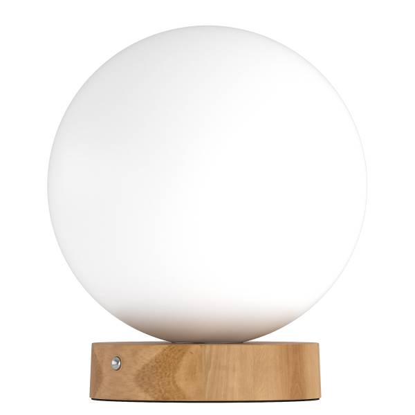 Lampada ricaricabile DENKI Vetro opale / Legno di pino massello - Bianco / Pino chiaro