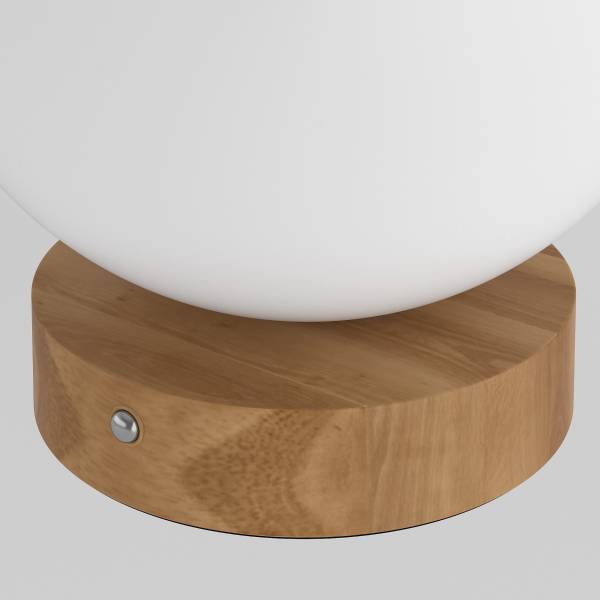 Lampada ricaricabile DENKI Vetro opale / Legno di pino massello - Bianco / Pino chiaro