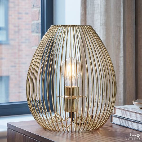 Lampada da tavolo ROCAR Ferro - 1 punto luce - Dorato