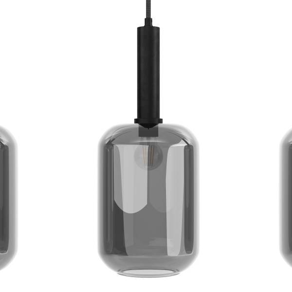 Pendelleuchte MOME 3-flammig Rauchglas / Eisen