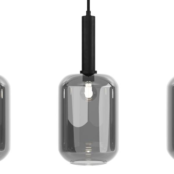 Pendelleuchte MOME 3-flammig Rauchglas / Eisen