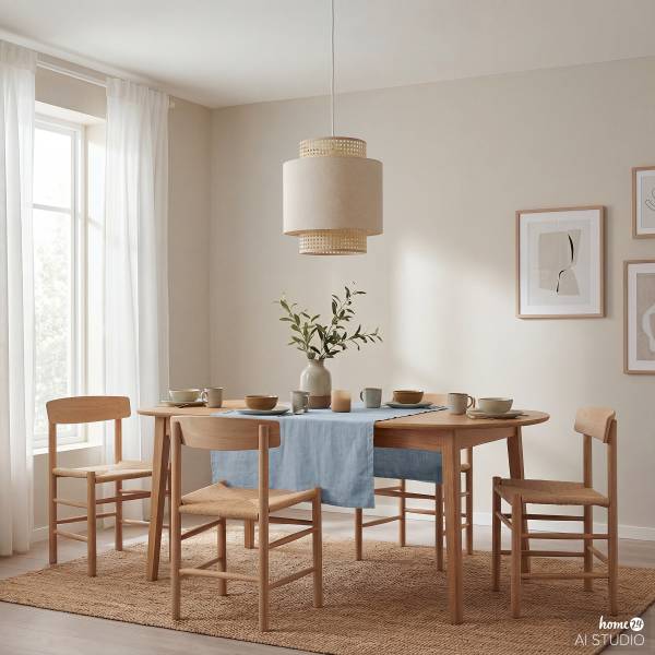 Pendelleuchte KOLEK Leinen / Rattan - 1-flammig