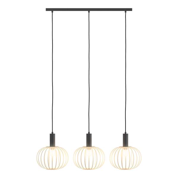 Suspension ZESTA - 3 ampoules Bambou massif / Fer