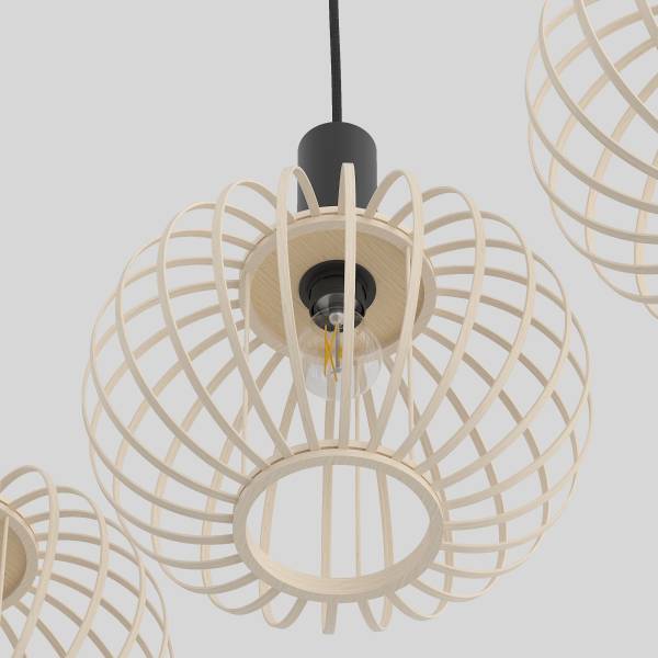 Suspension ZESTA - 3 ampoules Bambou massif / Fer
