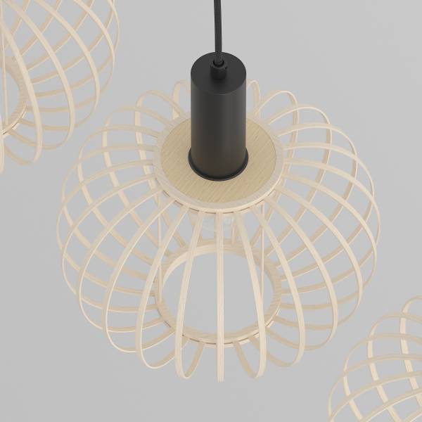 Suspension ZESTA - 3 ampoules Bambou massif / Fer