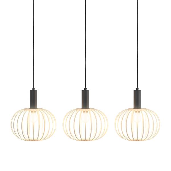 Suspension ZESTA - 3 ampoules Bambou massif / Fer
