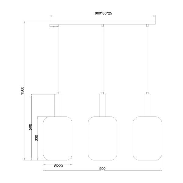 Pendelleuchte ONI Nylon / Eisen - 3-flammig - Schwarz