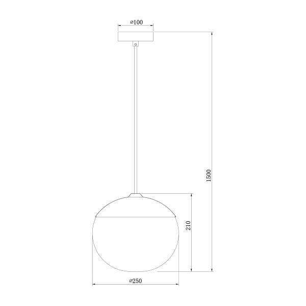Suspension MENTY - Type B Verre opalin / Fer - 1 ampoule