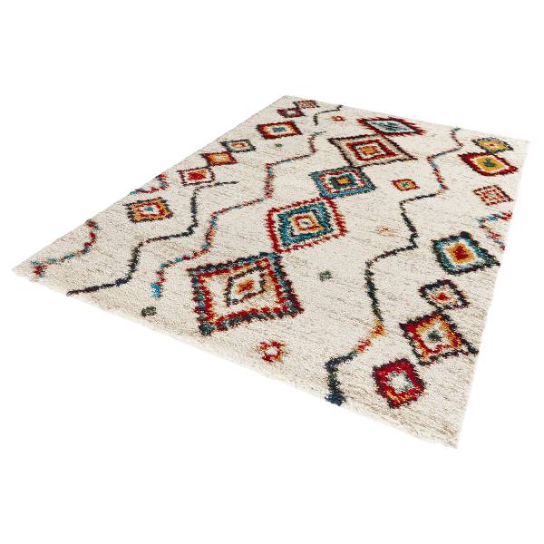 Tappeto a pelo lungo Geometric Polipropilene / Iuta - Bianco crema - 80 x 150 cm