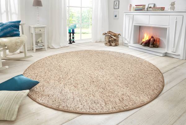 Wollteppich Wolly rund Polypropylen / Fleece - Beige - Durchmesser: 200 cm