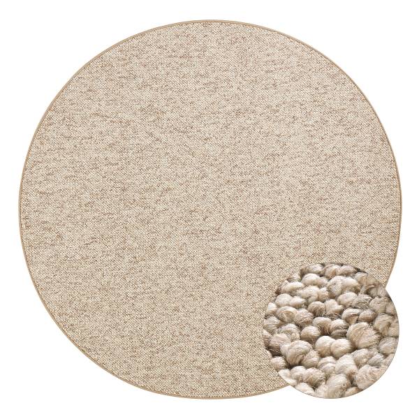 Wollteppich Wolly rund Polypropylen / Fleece - Beige - Durchmesser: 200 cm