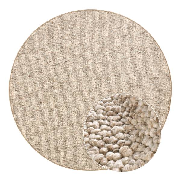 Wollteppich Wolly rund Polypropylen / Fleece - Beige - Durchmesser: 200 cm