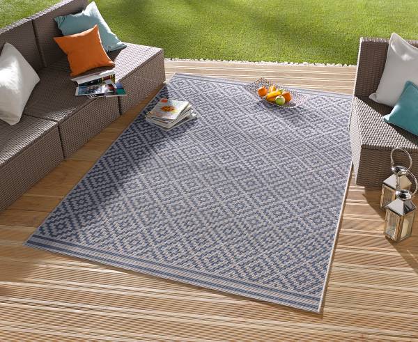 In- & Outdoorteppich Raute Polypropylen - Blau