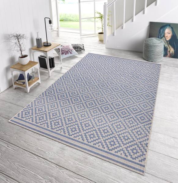 In- & Outdoorteppich Raute Polypropylen - Blau