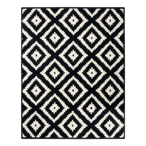 Tapis à poils courts Diamond Polypropylène / Jute - Noir / Crème