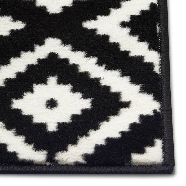 Tapis à poils courts Diamond Polypropylène / Jute - Noir / Crème