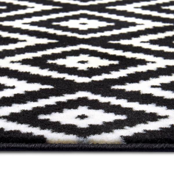 Tapis à poils courts Diamond Polypropylène / Jute - Noir / Crème