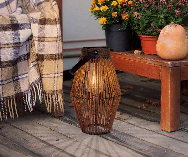 LED-Solarleuchte Korbinian Typ D Eisen / Jute - Braun - 1-flammig