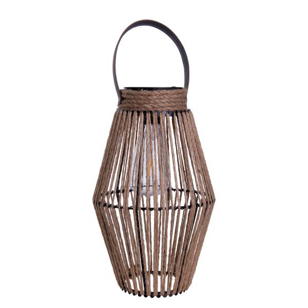 LED-Solarleuchte Korbinian Typ D Eisen / Jute - Braun - 1-flammig