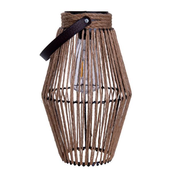LED-Solarleuchte Korbinian Typ D Eisen / Jute - Braun - 1-flammig
