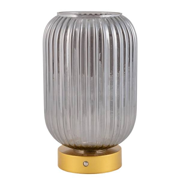 Tafellamp op batterij Luise ijzer/rookglas - goudkleurig - 1-lichts