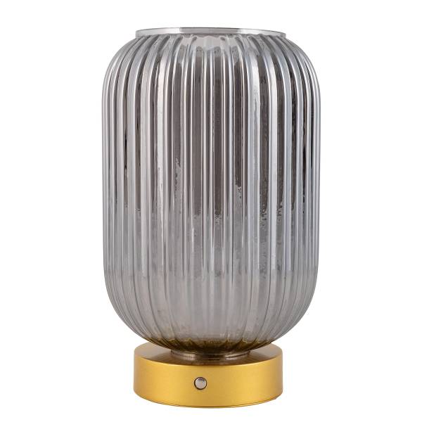 Tafellamp op batterij Luise ijzer/rookglas - goudkleurig - 1-lichts