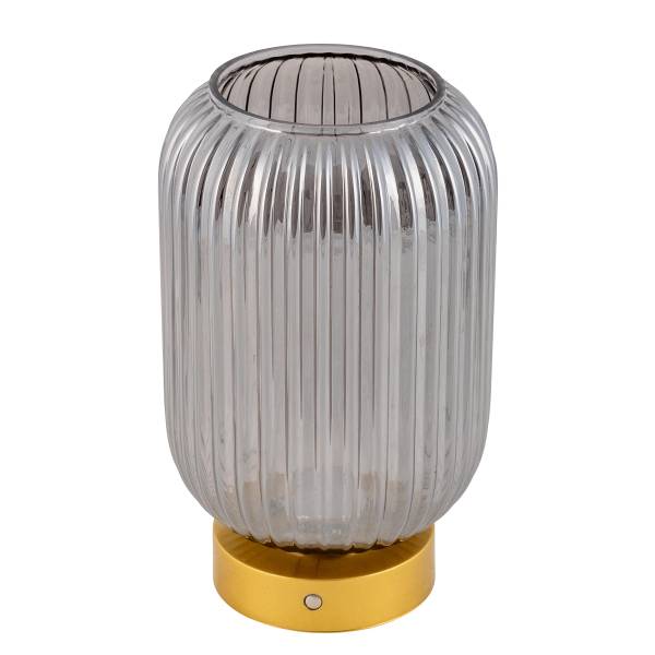Tafellamp op batterij Luise ijzer/rookglas - goudkleurig - 1-lichts