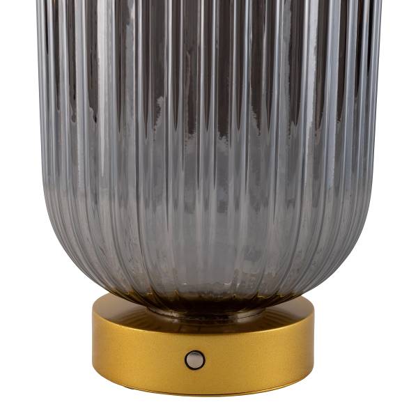 Tafellamp op batterij Luise ijzer/rookglas - goudkleurig - 1-lichts