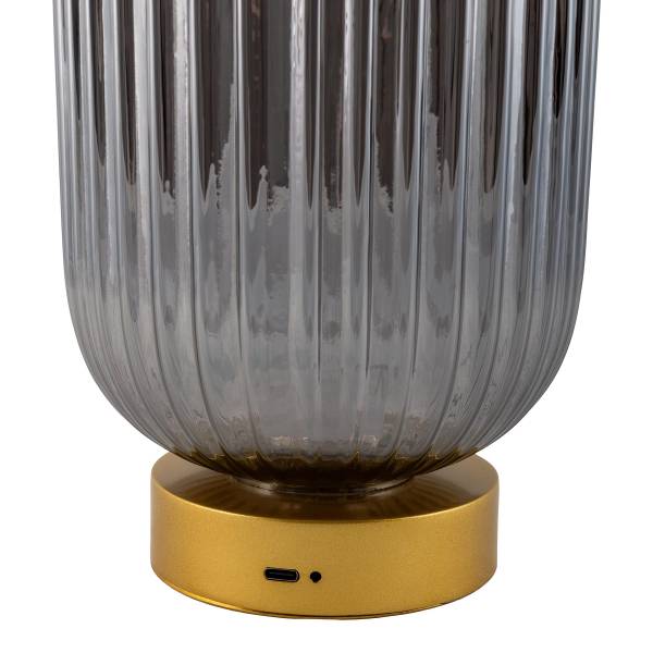 Tafellamp op batterij Luise ijzer/rookglas - goudkleurig - 1-lichts